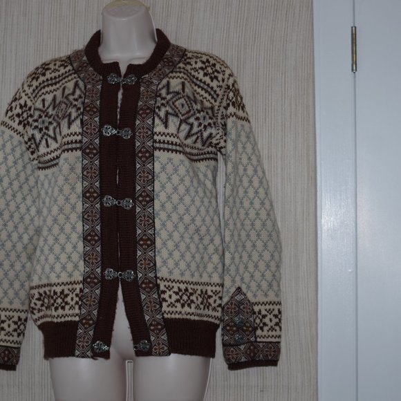 Dale of Norway Pure New Wool Cream Brown Women Cardigan Sweater Size:XS - Picture 3 of 5